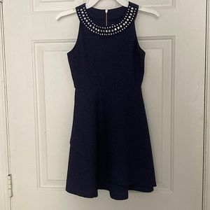 Navy Blue Textured Dress